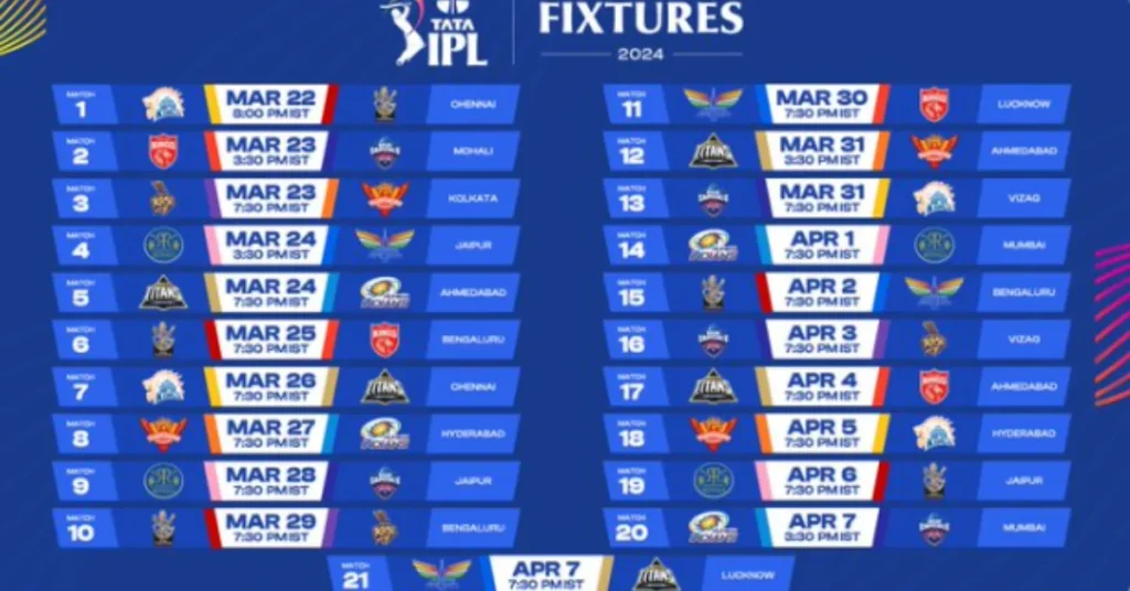 IPL 2024IPL 2024 Schedule  Schedule 